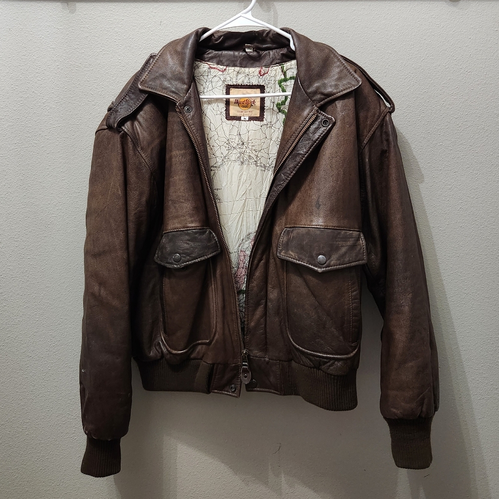 Vintage Hard Rock Cafe Save the Planet Leather Jacket